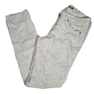 prAna Jeans Womens‎ 2 Gray White Floral Paisley Print Stretch 5 Pocket Skinny